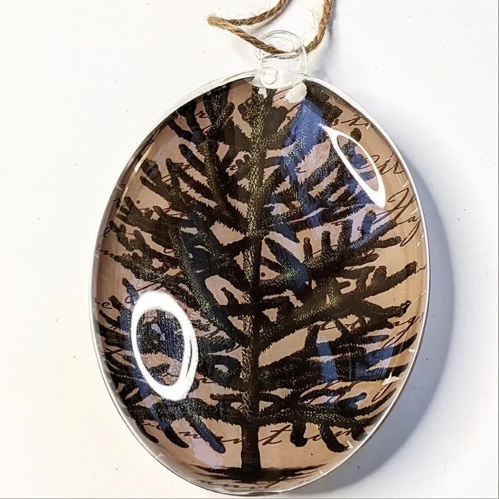 Crate&Barrel Christmas Tree Oval Clear Acrylic Ornament